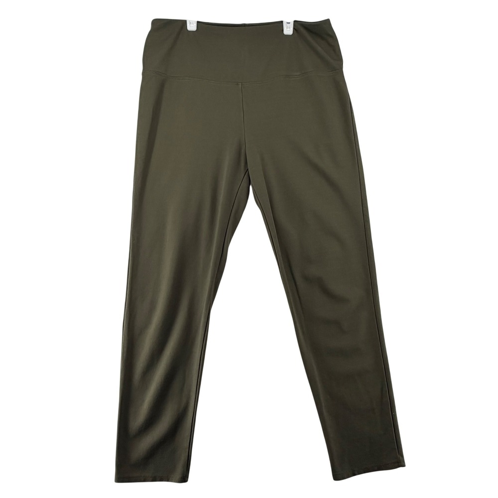 Jones New York Plus Size 1X Olive Green Ponte Leggings Cropped Tummy Control